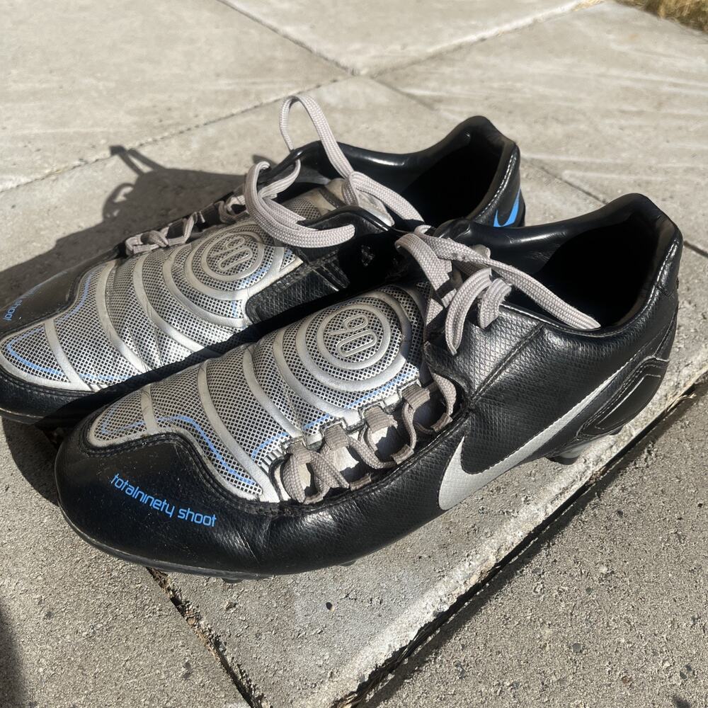 2008 Nike Total 90 II FG Shoot Strike 9 US Black Silver Blue Air Zoom Mercurial